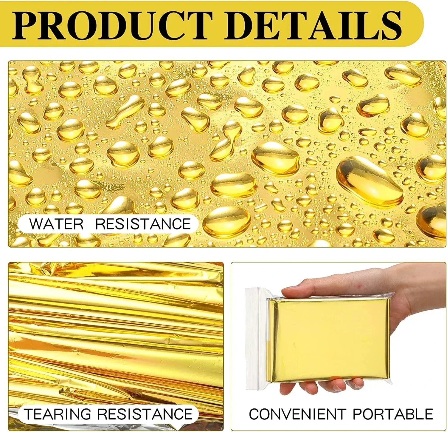 Emergency Thermal Survival Blanket Waterproof Heat Retention Camping Blanket - Urbizia