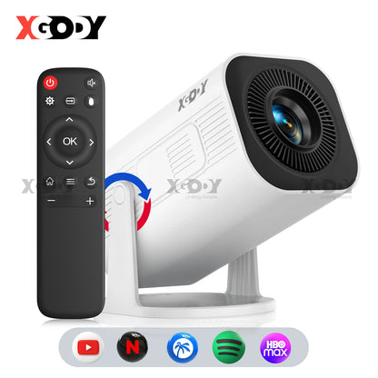 XGODY Gimbal 3 Pro Mini Smart Projector, 300 ANSI, Native 720P, Android 11, WiFi 6 & BT 5.4, Auto Keystone Correction, Wireless Screen Mirroring, 20-120 Inch HD Home Theater Projector for Bedroom Movies Gaming, Support HDMI U