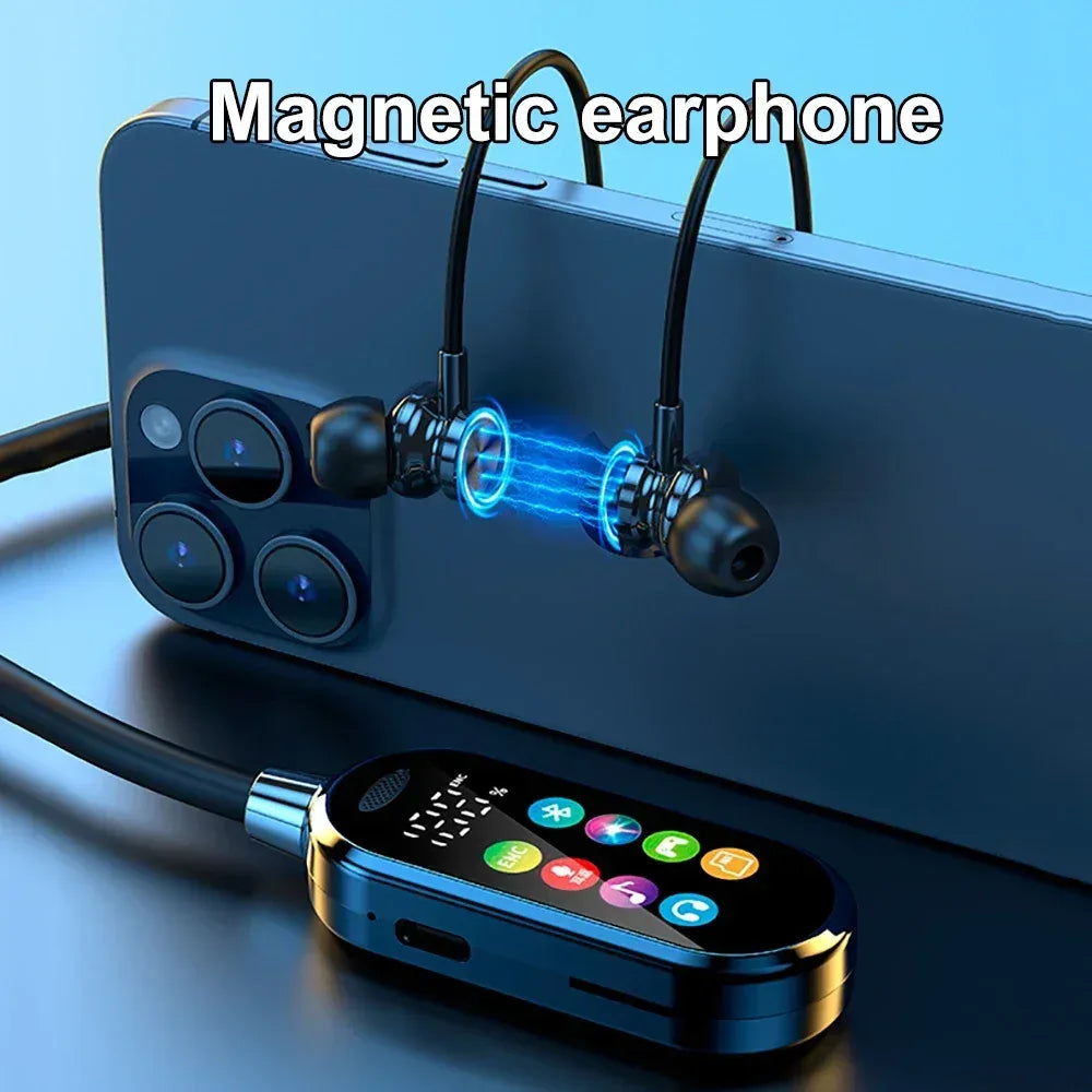 Color Screen Bluetooth 5.4 Earphones Neckband Headphones Wireless Headsets Noise Reduction Earbuds for Live Earphone Monitor - Urbizia