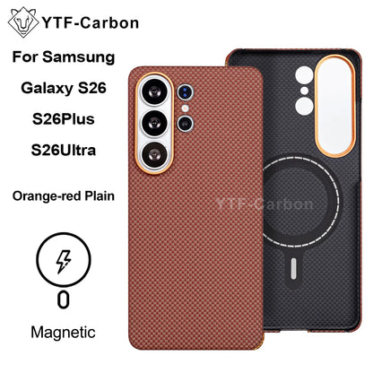 YTF-Carbon Magnetic Case For Samsung S26Ultra Aramid Carbon Fiber Cover For Magsafe S26 S26Plus Cover Mobile Phone Accessories