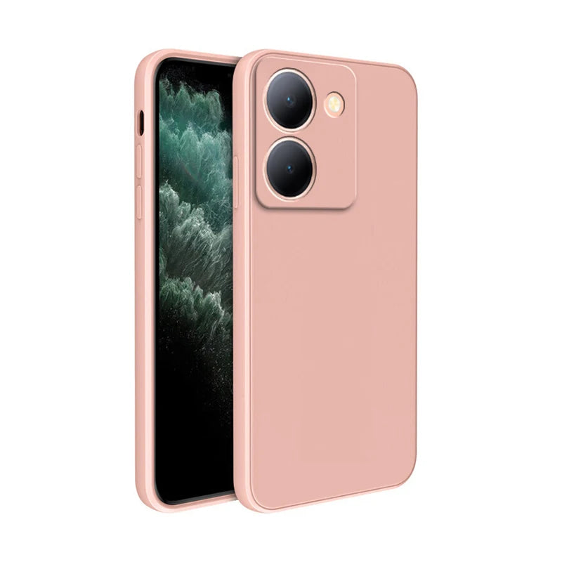 Pure Candy Phone Cover for VIVO Y36 Y27 Y78 4G 5G Luxury Shockproof Original Liquid Silicone Internal Flocking Soft Case Housing