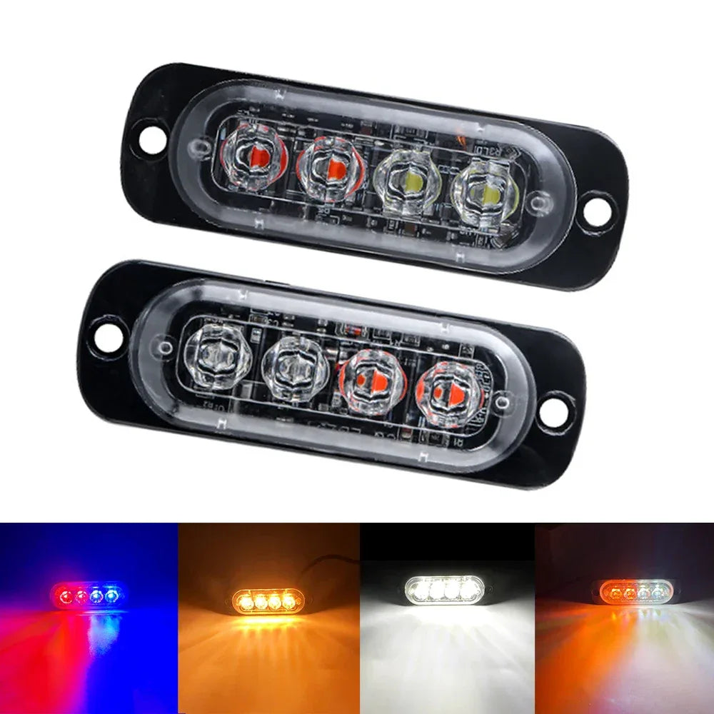 4LED Car Strobe Warning Light Grill Flashing Breakdown Emergency Light for 12v Truck Trailer Police Beacon Lamp Signal TAILLIGHT - Urbizia