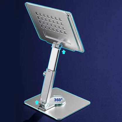 Aluminum Tablet Stand 360°Rotating Folding Adjustable Desk Holder Mount Riser for iPad Pro Air 4 Mini 12.9 4-14 Inch Xiaomi Tab - Urbizia