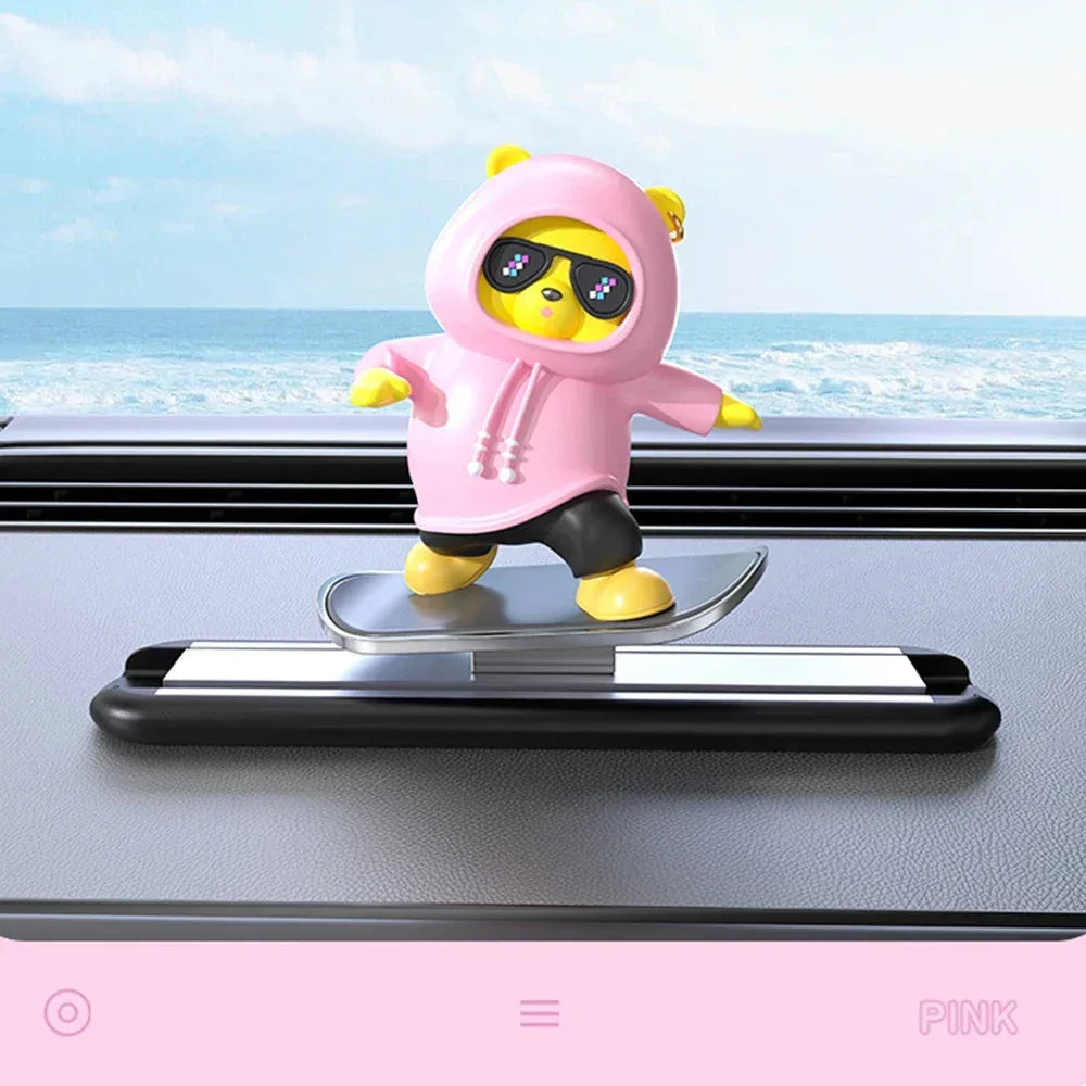 Magnetic Skateboard Bear Car Dashboard Ornament - Urbizia