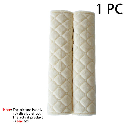 1 PC, Short plush shoulder guard for car seat belts, solid color, comfortable and extended shoulder guard