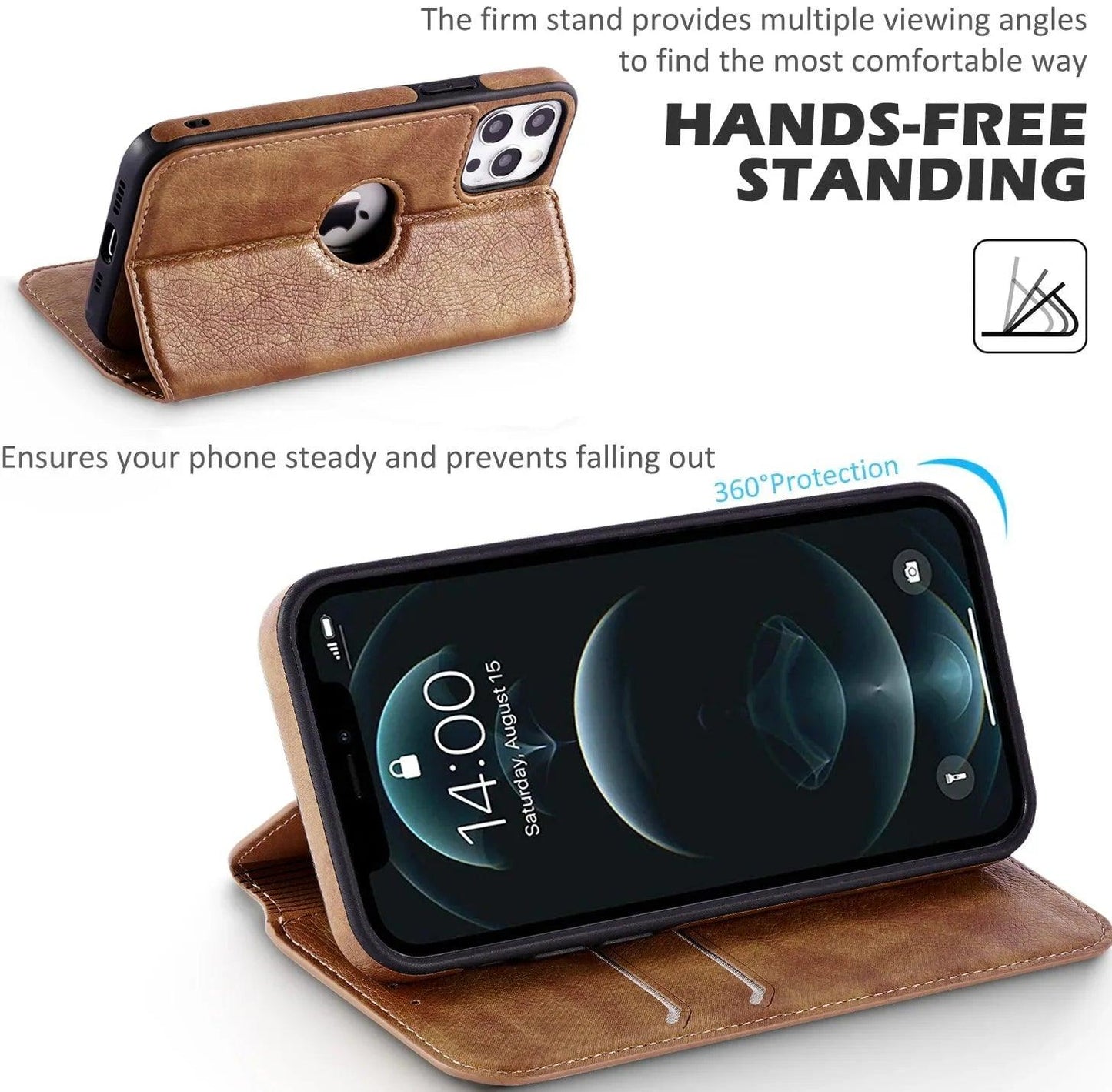 iPhone RFID Blocking Leather Wallet Case – Magnetic Flip