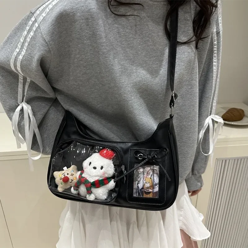 Y2k Harajuku Shoulder Bag Women Korean Transparent Ita Bag School Crossbody Bag Female Japanese Designer Preppy Handbag Purse