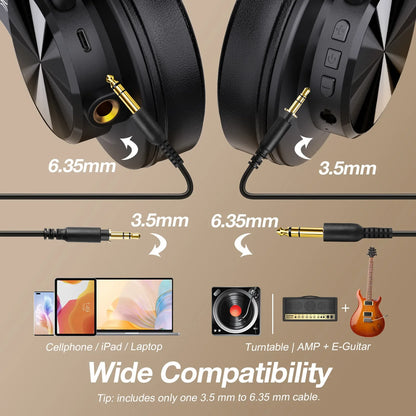 Oneodio Fusion A70 Bluetooth Headphones Hi-Res Audio Over Ear Wireless Headset 72H Professional Studio Monitor DJ HiFi Earphones