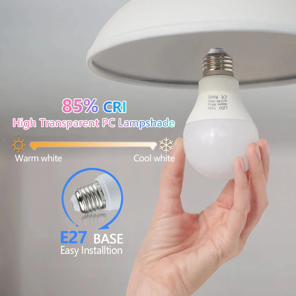 3W 6W 9W 12W 15W 18W LED Bulb Lamps E27 Lampada LED Light Bulb AC 220V-240V Smart IC High Brightness Illa Lamp Spotlight