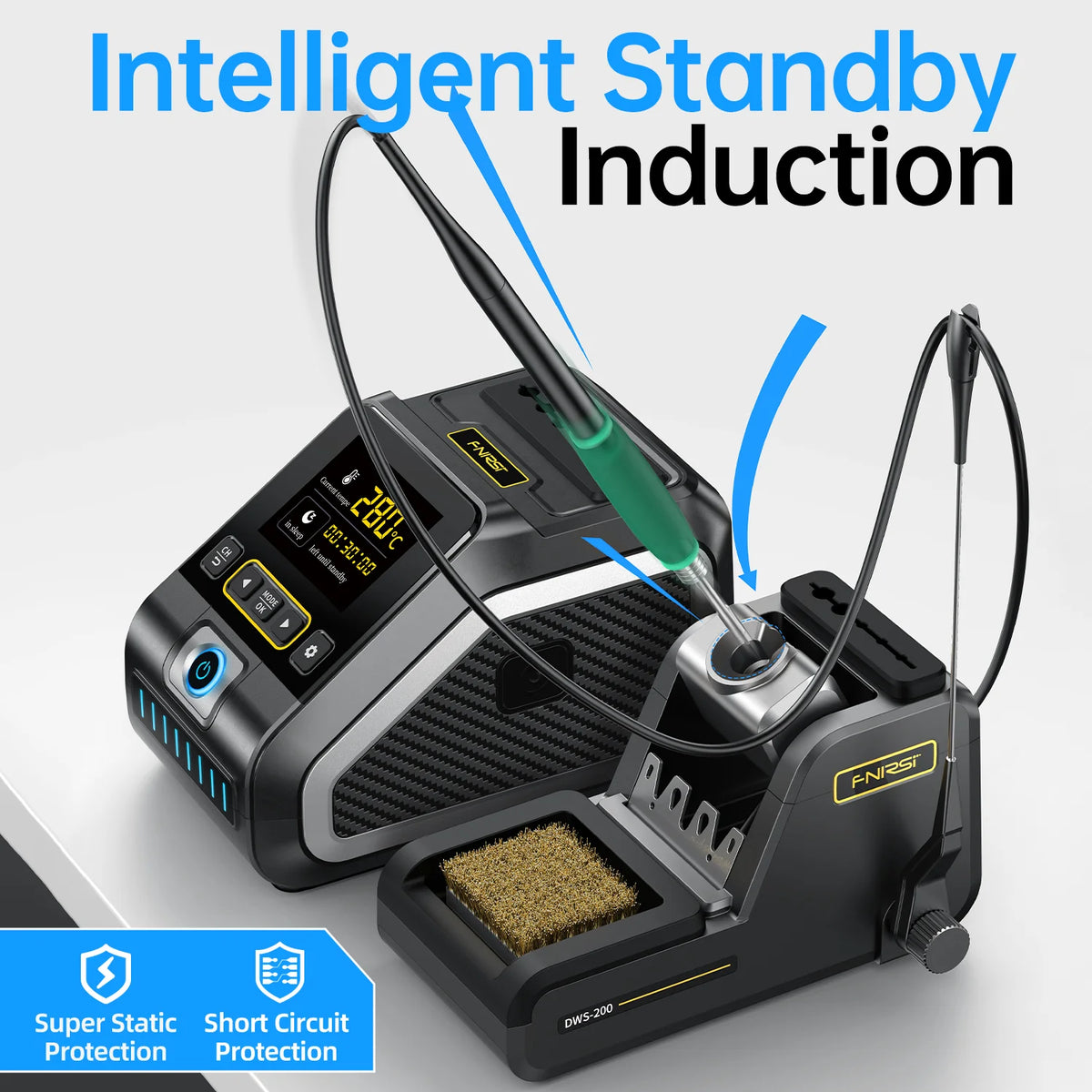 FNIRSI DWS-200 Soldering Station 200W C210 C245 Solder Iron Handle With Soldering Helping Hand Electronic Welding Rework Station