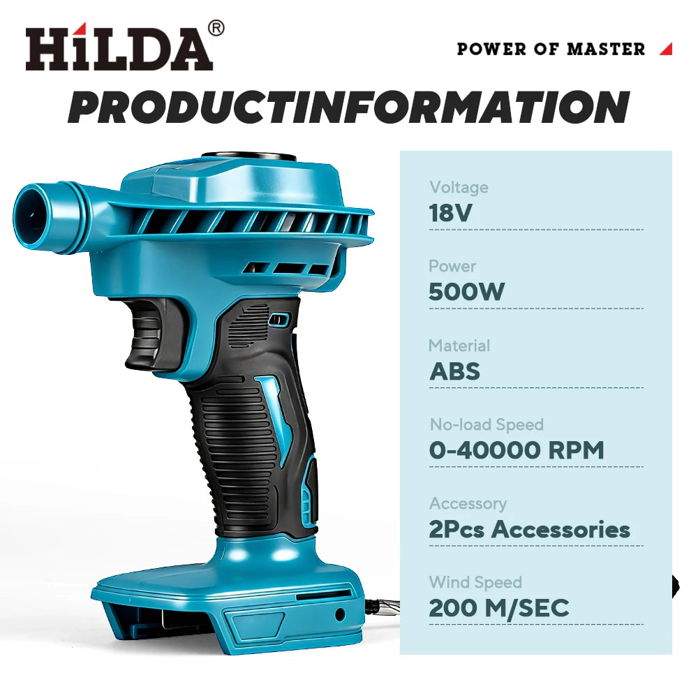 HILDA 2-in-1 Cordless Vacuum Cleaner & Air Blower for Makita Battery for Car Detailing, Keyboard Cleaning, Garden Leaf Blowing