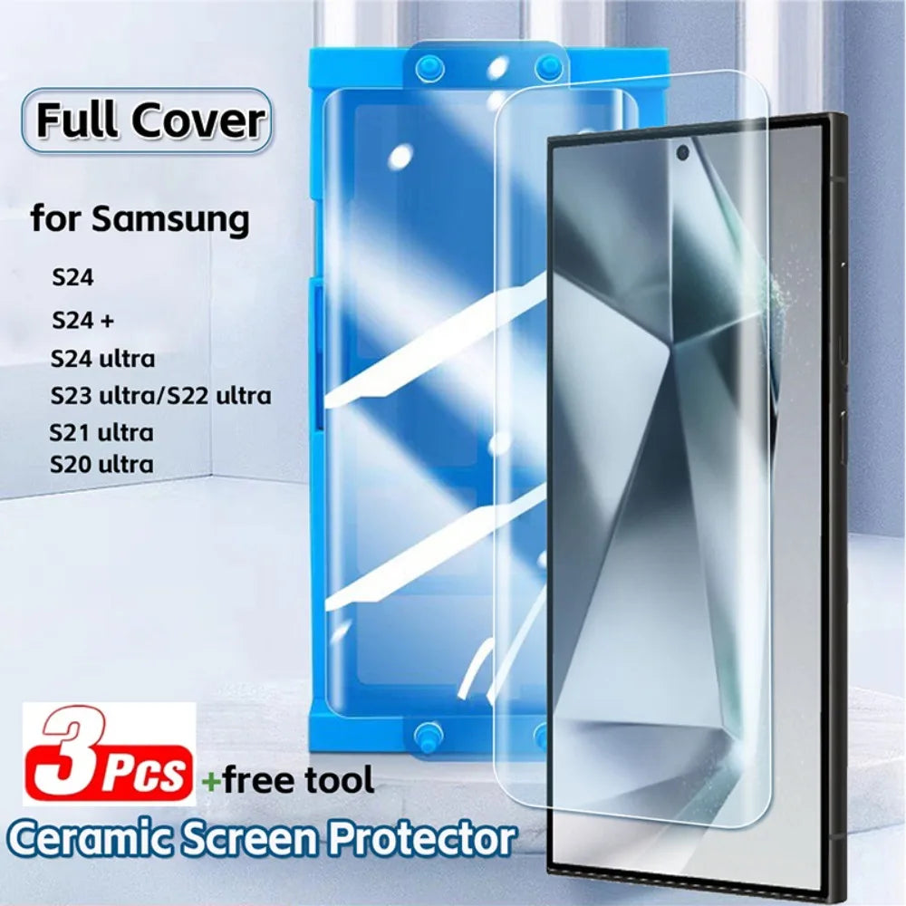 3pcs Ceramic Hydrogel Film For Samsung Galaxy S26 S25 Ultra S24 S23 S22 S21 S20 Plus/Ultra Screen Protector +Install Kit