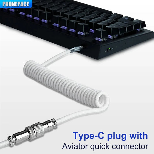 Mechanical Keyboard Coiled USB-C Aviator Cable