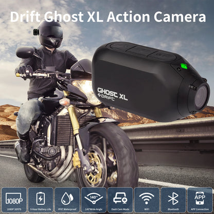 Drift Ghost XL Action Camera 1080P HD WiFi Sports Cam 9H Long Battery IPX7 Waterproof Motorcycle Helmet Bike Outdoor Video Camco