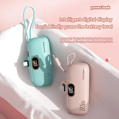 50000mAh Mini Capsule Power Bank 22.5W High Capacity Super Fast Charging External Battery for iPhone Huawei Samsung