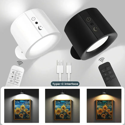 LED Wall Sconces Light Touch Control Double Head Wall Lamp 360 Rotatable 3Colors Wall Lights Wireless Night Lights For Bedroom