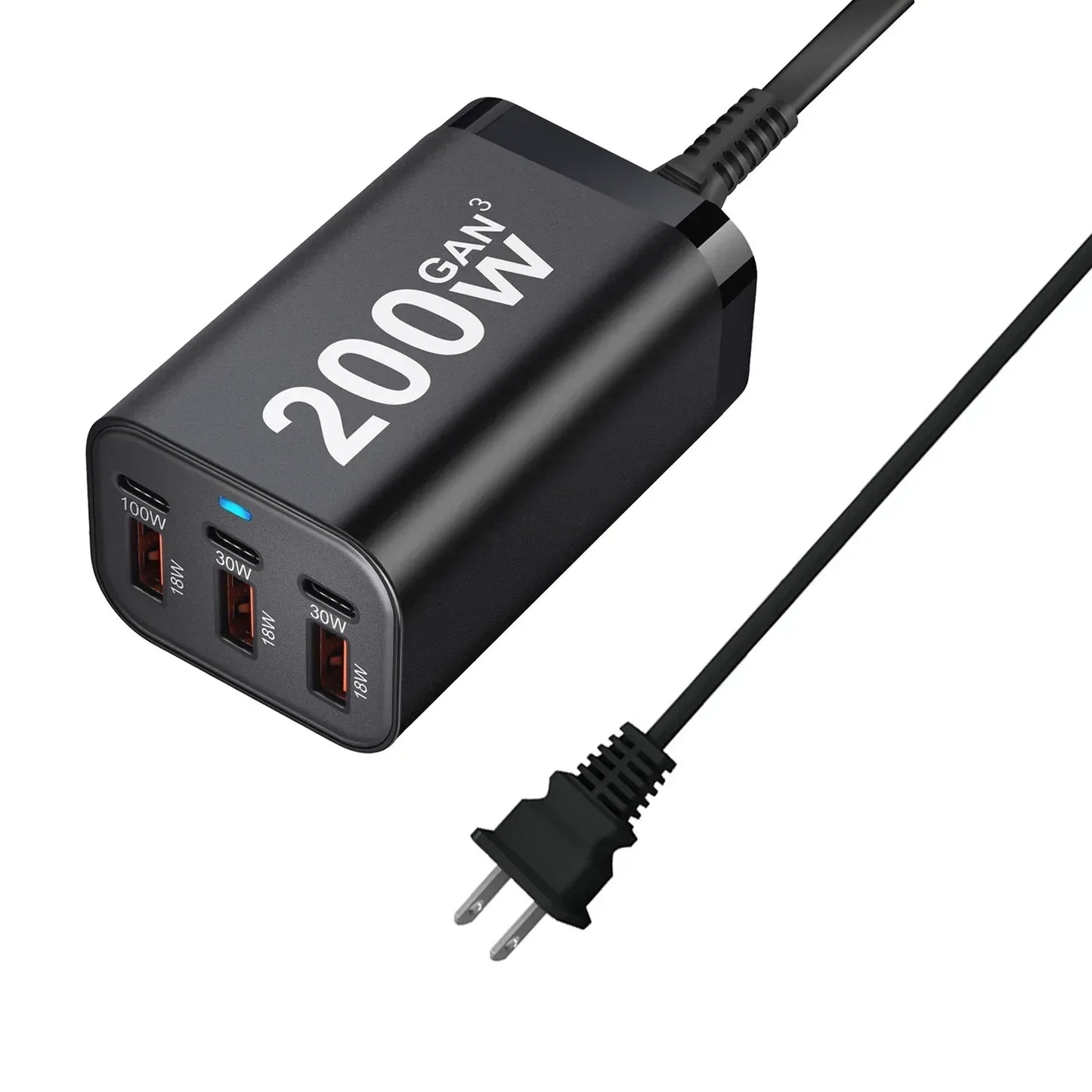 USB C Fast 200W 6-Port Charging Fast GaN Charger Power Adapter For iPhone 14/13/12 Series, Samsung Galaxy S23/S22/S21 - Urbizia