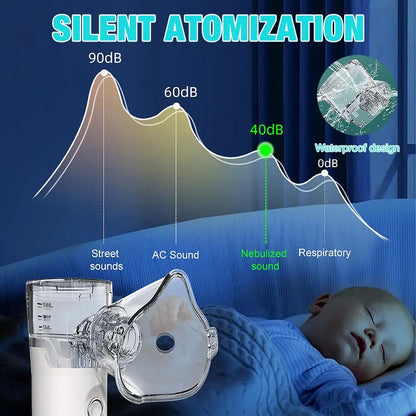 Portable Nebulizer for Humans&Animals Use Low-Noise USB Rechargeable Handheld Cool Mist Steam Inhaler for Breathing Problems