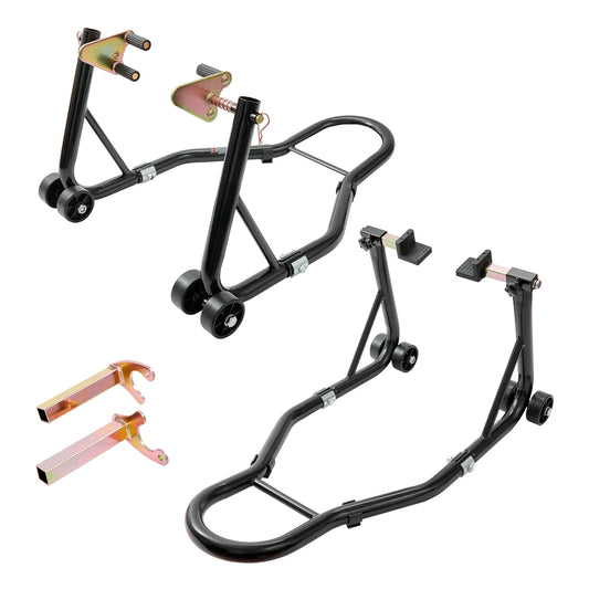 SucceBuy Motorcycle Stand Lift 850lbs Front Rear Combo Stand Lift Stand Front&Rear Wheel Fork Stand Heavy Duty Rear Wheel Stand