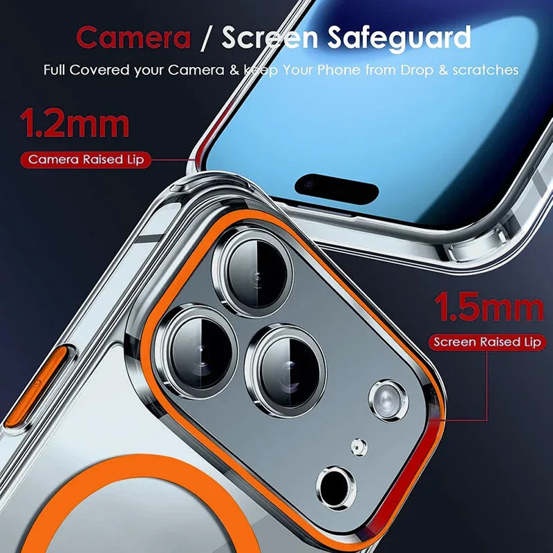 Transparent Thin PC For Magsafe Magnetic Case for iPhone 17 16 15 14 13 Pro Max Plus Air 16e Clear CandyColor Shockproof Cover