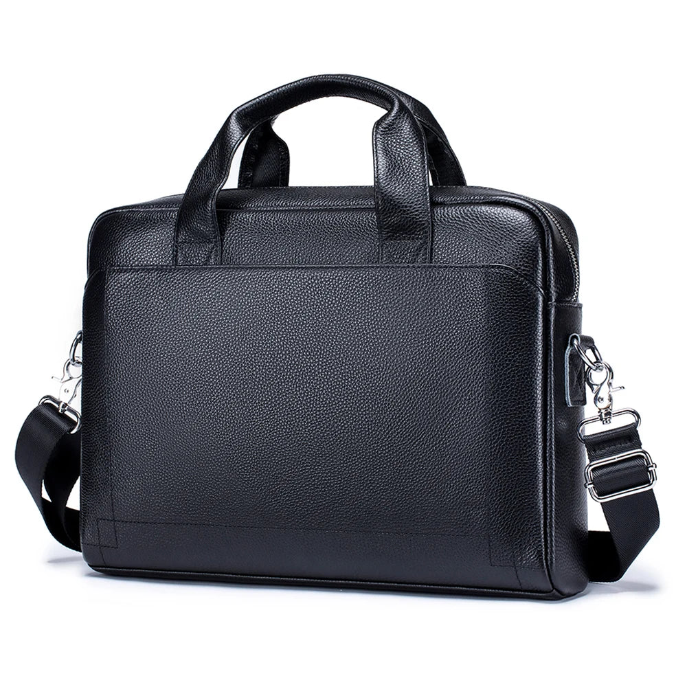 Men's leather handbag, top layer cowhide briefcase, leather laptop bag, diagonal cross office bag