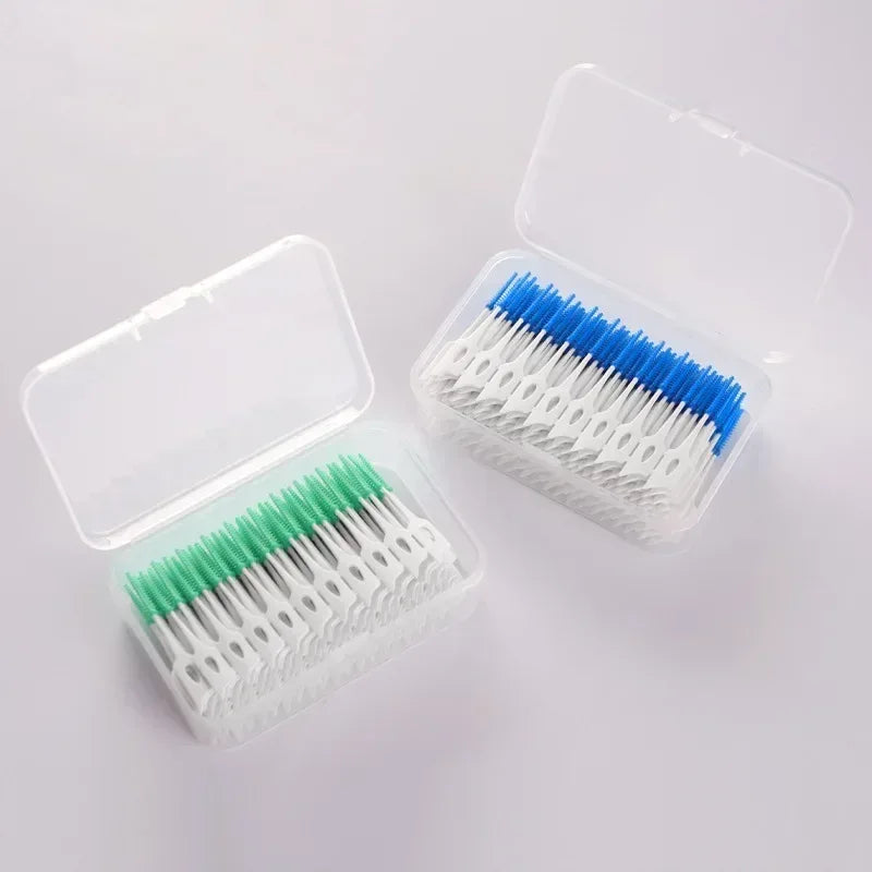 40/120pcs Interdental brush Food grade silicone clean tooth crevices Dental care box toothpicks dental odontología - Urbizia