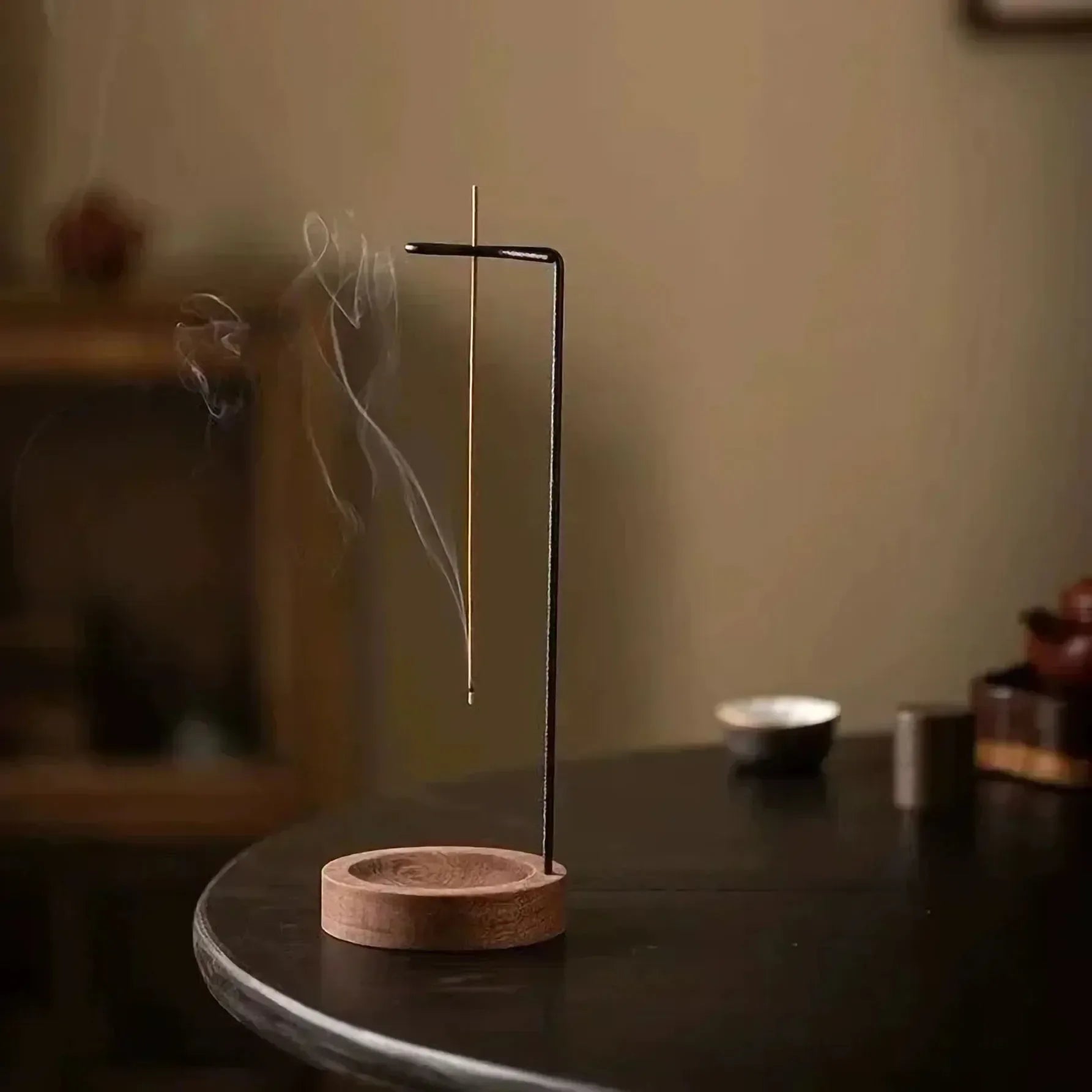 Insence Burner Upside Down Incense Burner Incense Stick Holder Wooden Round Incense Tray Ornament Bedroom Home Yoga Decoration - Urbizia