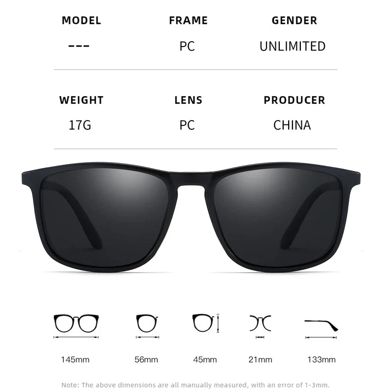 Polarized UV400 Square Sunglasses, Luxury Stylish Eyewear for Driving Cycling Fishing Men Women