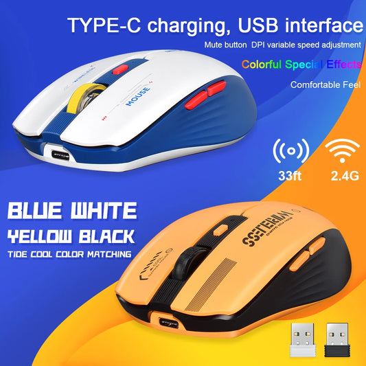 LT-T19 Ergonomic Rechargeable Gaming Mouse USB 2.4G Wireless RGB Light Desktop PC Computers Notebook Laptop Mice