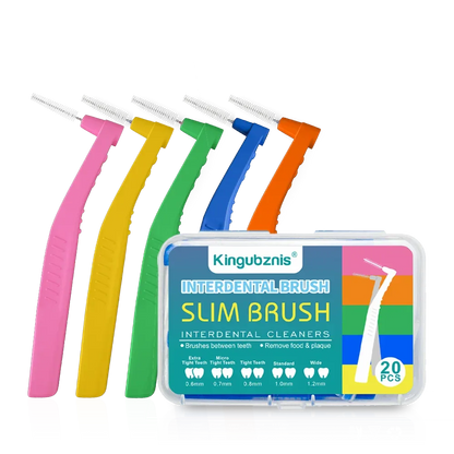 Kingubznis 20pcs Interdental Brush For Dental Orthodontics Clean Between Teeth Cleaning Tools Soft Mini Brush With Dust Cover - Urbizia