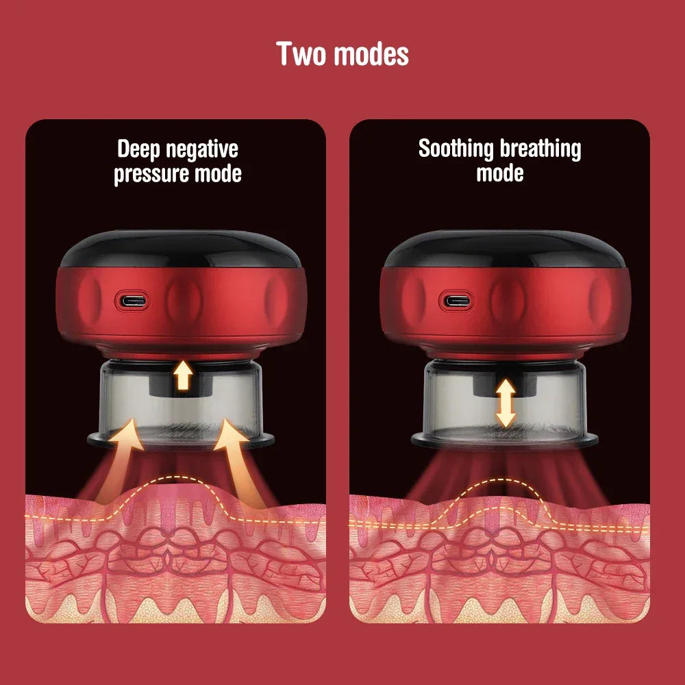 Smart Electric Vacuum Cupping Massager Heated Suction Body Scraper for Back Neck Arm 6/12 Levels Fatigue Relief