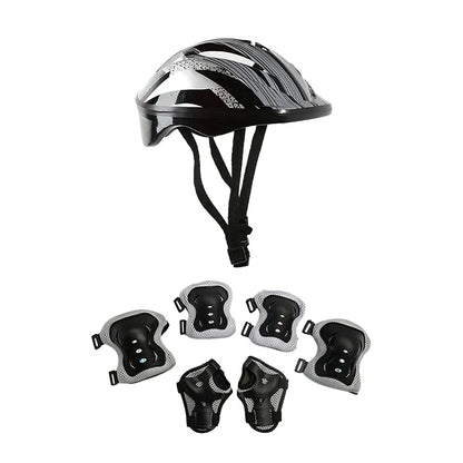 7Pcs/Set Kids Protective Gear Set Boys Girls Adjustable Size Helmet with Knee Pads Elbow Pads Wrist Guards for Cycling Scooter