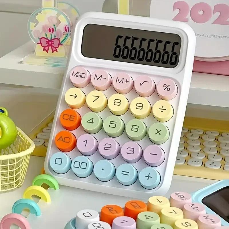 1pc Keyboard Calculator Office 12-digit Mechanical Calculator Cute Candy Color Calculator  Battery not included