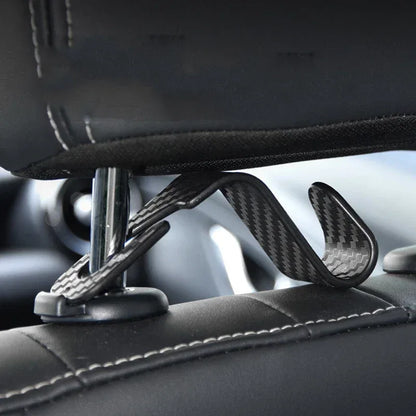 4Pcs Carbon Fibre Hook Car Seat Headrest Hook Auto Back Seat Organizer Hanger Handbag Clothes Bracket Car Interior Accessories - Urbizia