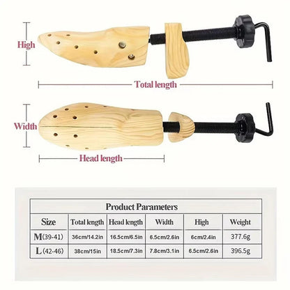 Shoe Trees Wooden Shoe Stretcher,Adjustable in Length and Width Size for Men and Women, Wood Shaper Stretches Length & Width