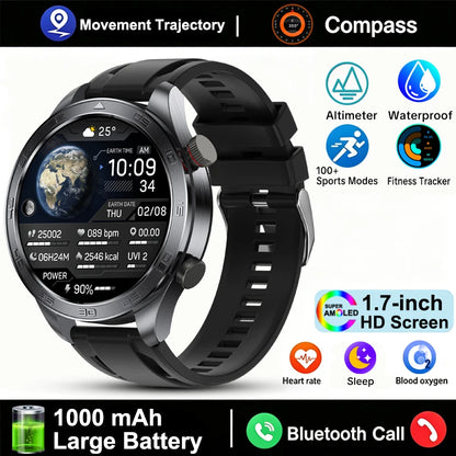 New GPS Track Smart Watch Men AMOLED Screen Outdoor Sports Fitness Heart Rate Compass IP68 Waterproof Bluetooth Call Smart Watch