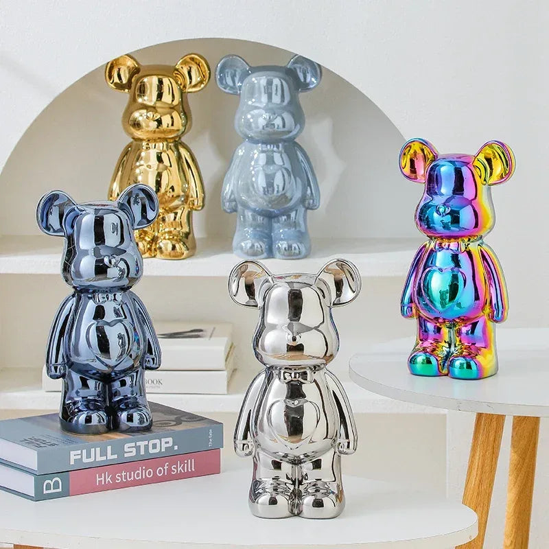 17/27/cm Aesthetic Bear brick Ceramic Staute Teddy Bear decor action figure Sculptures Ornament for room Home Decoration Crafts - Urbizia