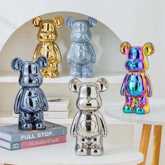 17/27/cm Aesthetic Bear brick Ceramic Staute Teddy Bear decor action figure Sculptures Ornament for room Home Decoration Crafts - Urbizia