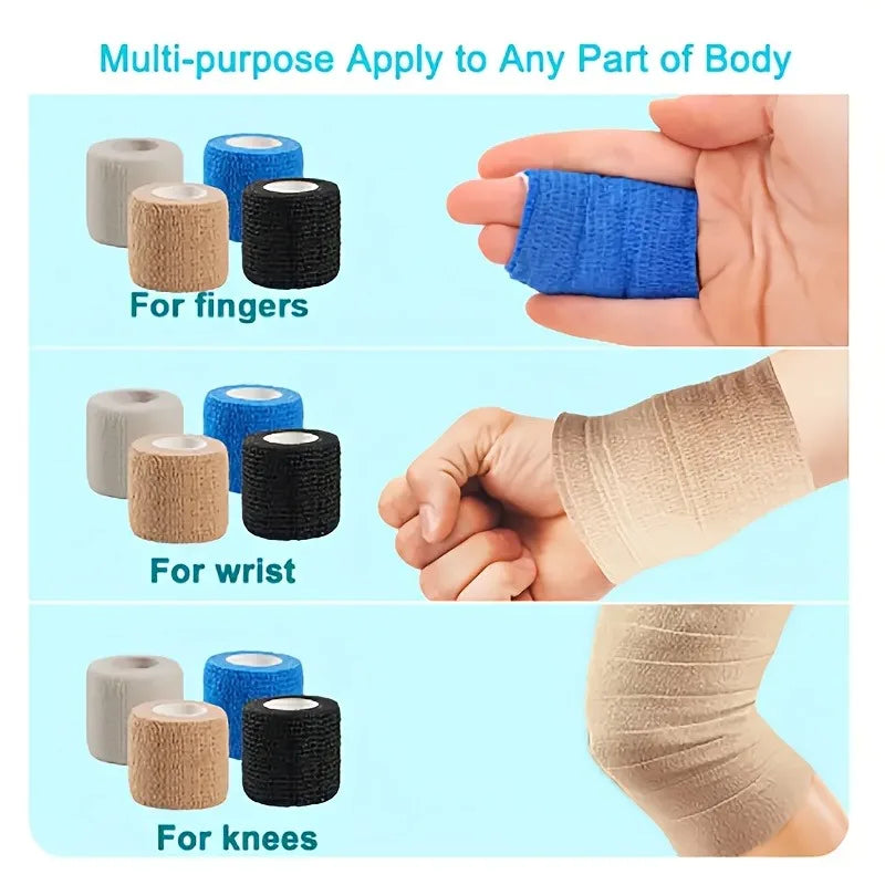 10pcs 2.5/5/10cm Non-Woven Universal Fit for Sports Elastic Foot Support Joint Protection Self-Adhesive Athletic Tape Bandage
