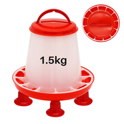 1.5kg Chicken Duck Feeder Bucket With Leg Poultry Food Fountain Chicken Chick Hen Lid Handle Feeding Watering Supplies - Urbizia