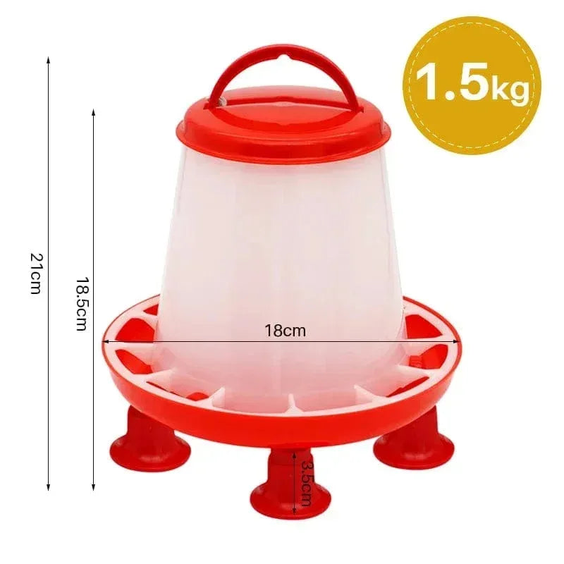 1.5kg Chicken Duck Feeder Bucket With Leg Poultry Food Fountain Chicken Chick Hen Lid Handle Feeding Watering Supplies - Urbizia
