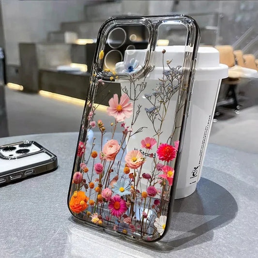 Floral Shockproof Transparent Silicone Phone Case for iPhone