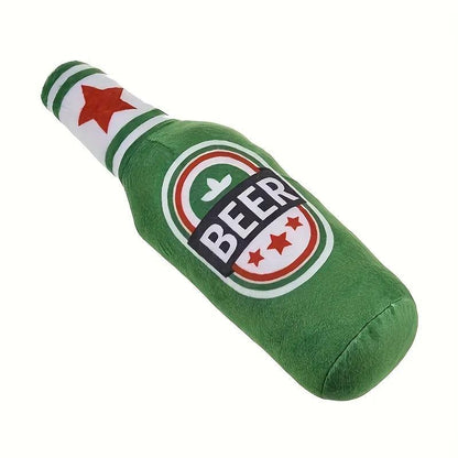 Realistic Beer Bottle Shape, Squeaking Dog Toy. Interactive Play, Bite Resistant and Wear-resistant. Easy To Clean