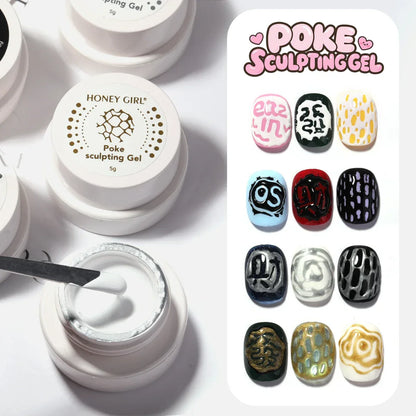 Creative Nail Art  poke Gel with Special Base Coat, Black/White Silvery Golden  for DIY Multi-Style Designs,  Holiday Gift
