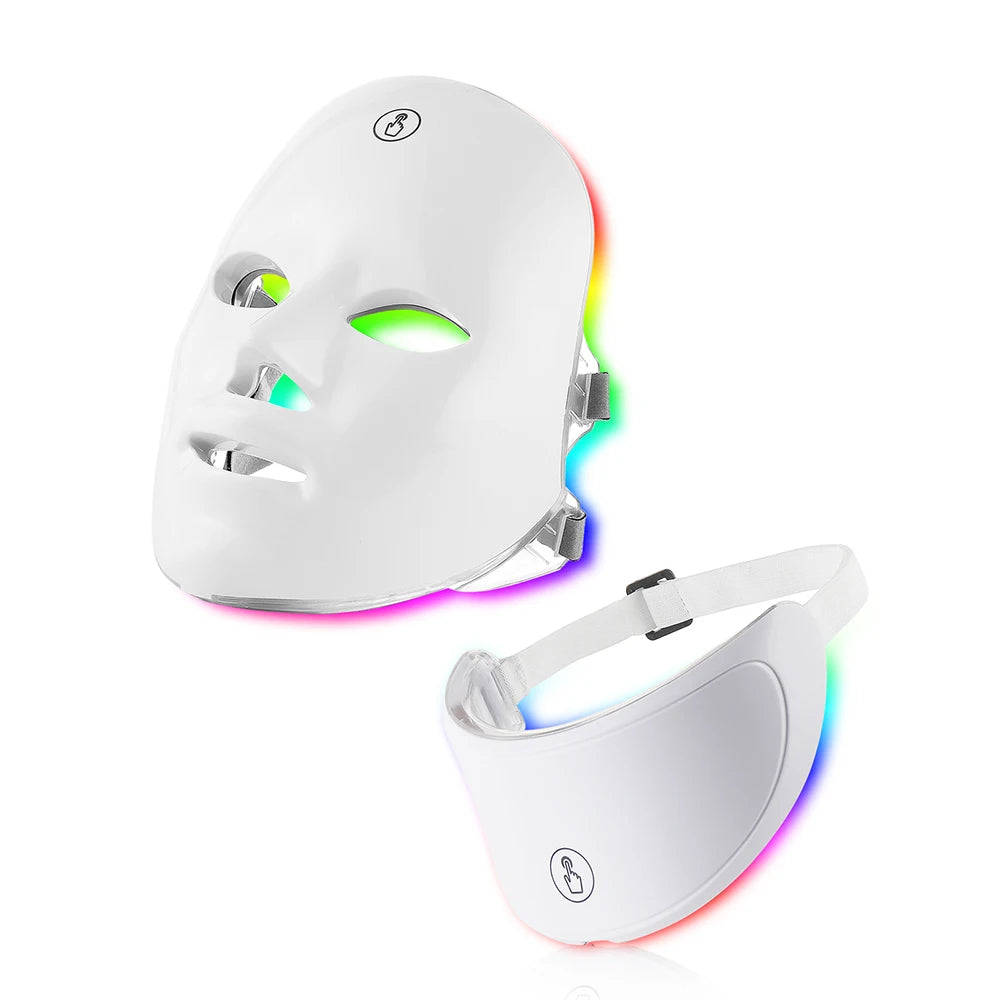 7-Color LED Facial Mask with Neck Light Therapy