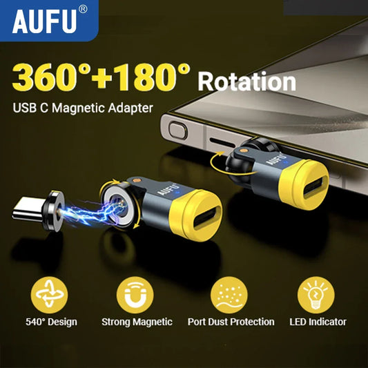 540° Magnetic USB-C Adapter Type-C Fast Charging