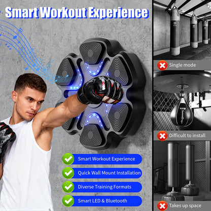 Music Boxing Machine for Adults and Kids, Smart Bluetooth Boxing Training Equipment with Gloves for Home,Office and Gym