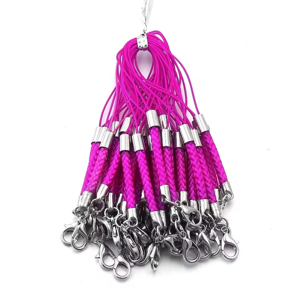 10/20pcs Keychain Rope with Lobster Clasp Jump Rings Lanyard Lariat Strap Cord For DIY Phone Case Decoration Making Supplies