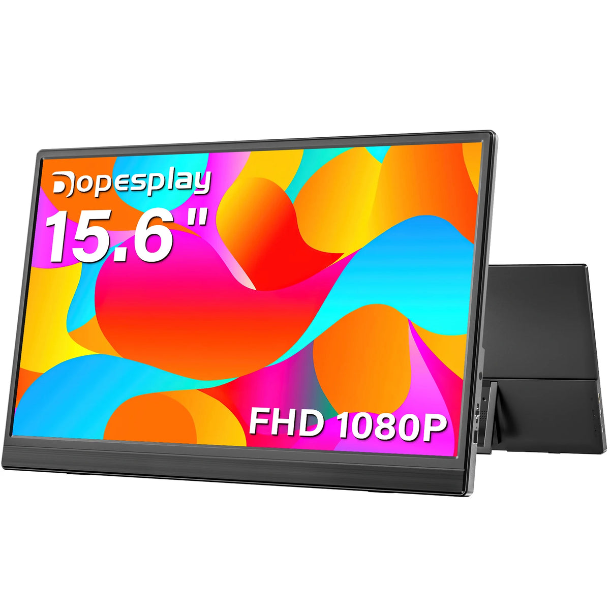 Dopesplay 15.6inch Portable Monitor FHD 1080P IPS External Screen Extender Plug Play Stand Monitors for Laptop Switch Gaming Mac