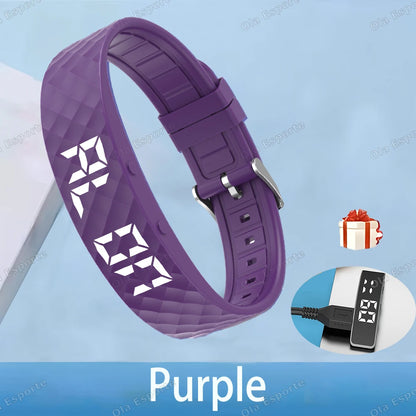 2026 Outdoor Smartwatch Sports Bracelet Vibration Alarm Clock Reminder Sleep Monitoring 24 Hours Pedometer Rechargeable Bracelet
